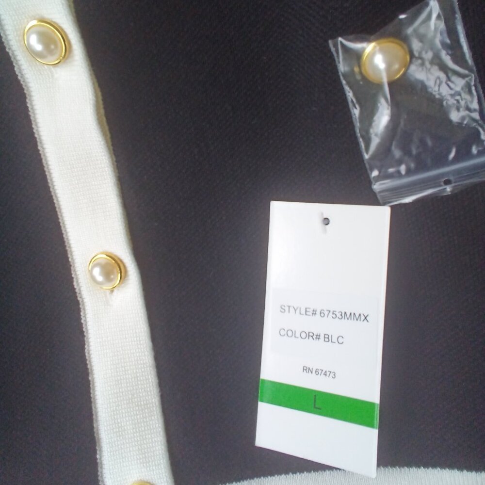 Taylor 2PC Black/Ivory Sweater Dress/Jacket Set Size: L - Picture 7 of 7